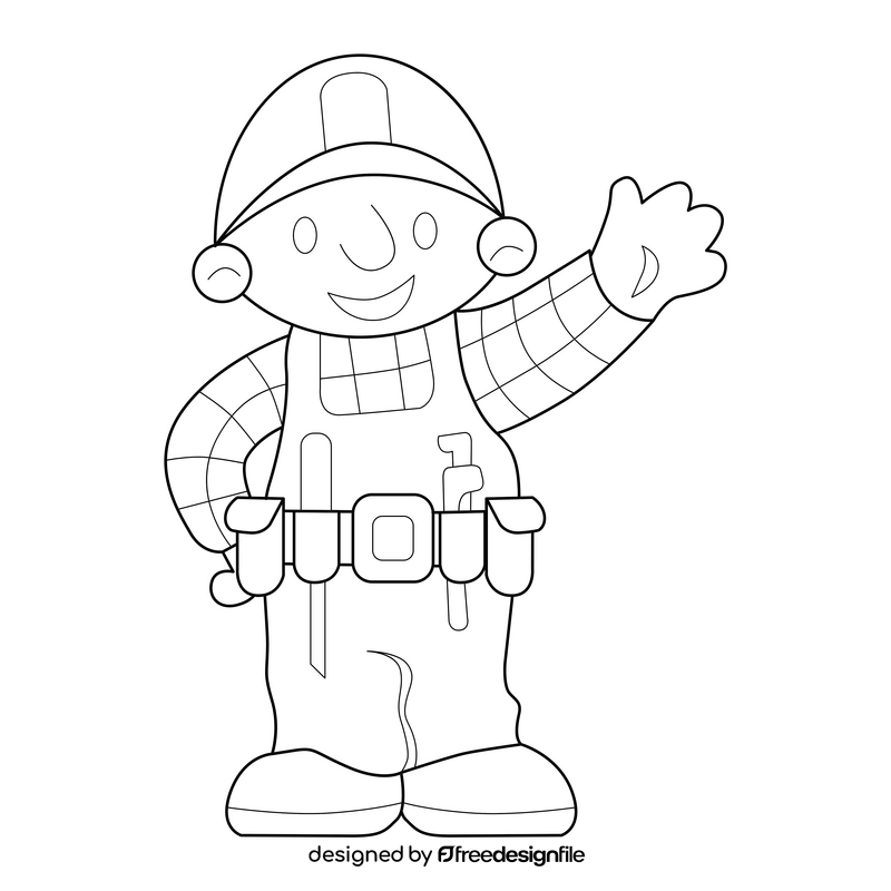 Bob The Builder Bob drawing black and white clipart