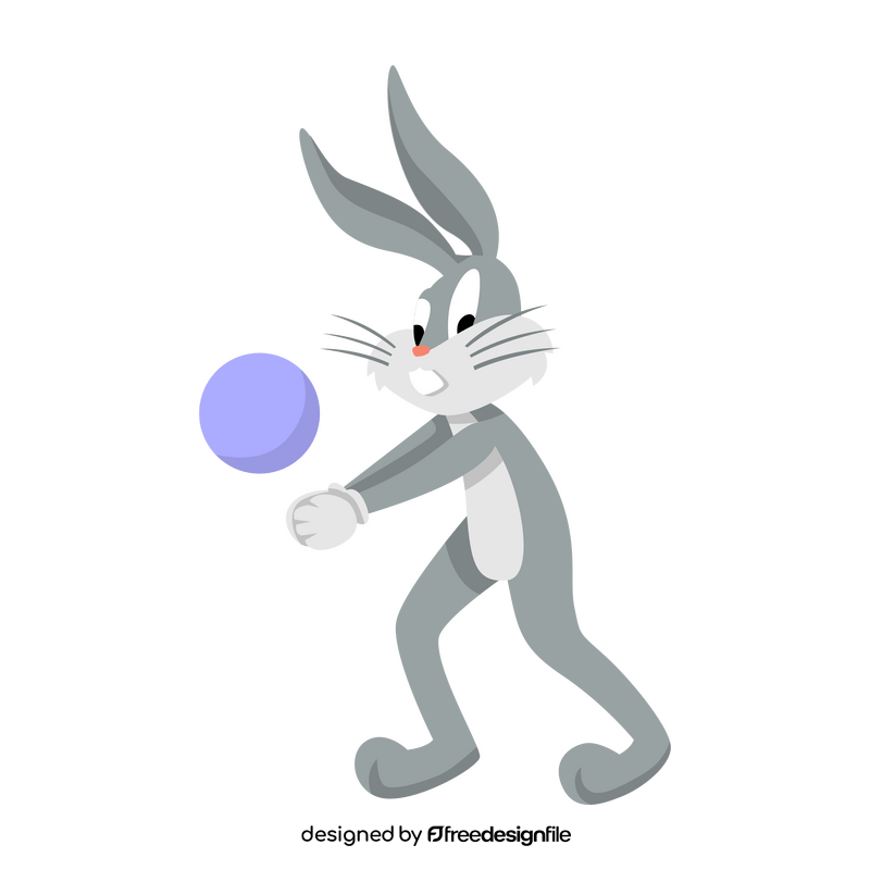 Cartoon Bugs Bunny playing volleyball clipart