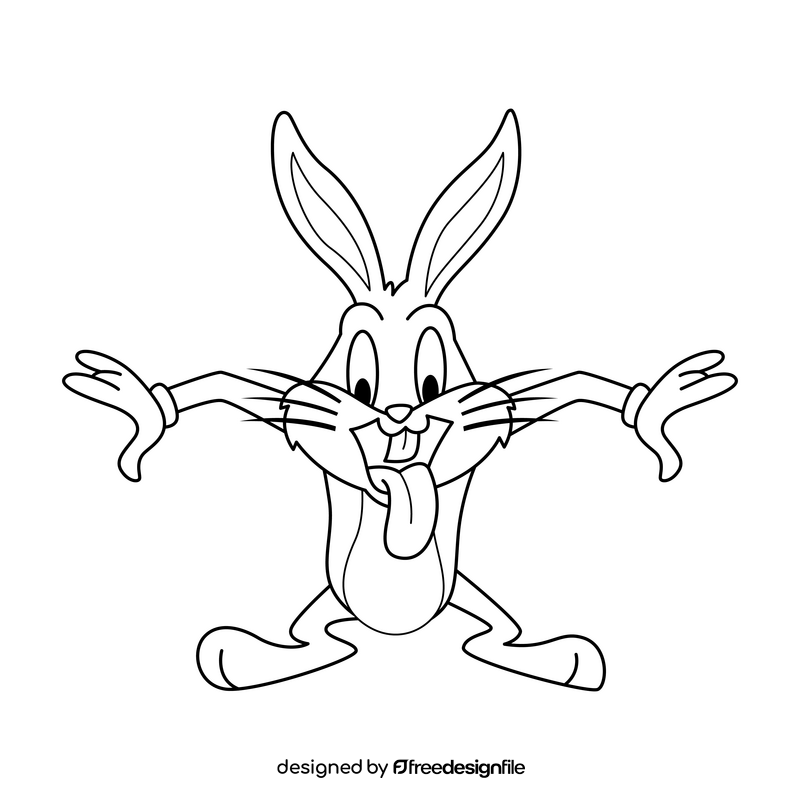 Cartoon Bugs Bunny scare drawing black and white clipart