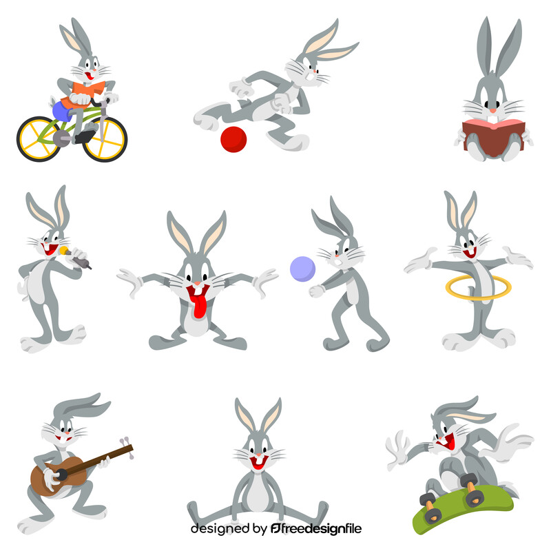 Bugs Bunny cartoon images set vector