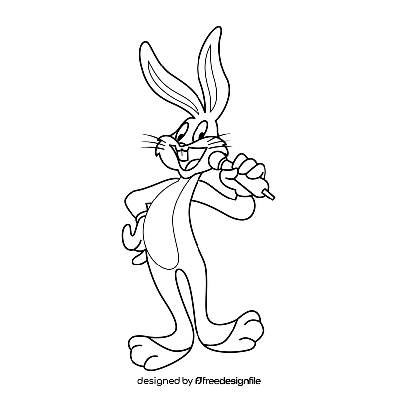 Bugs Bunny singing drawing black and white clipart