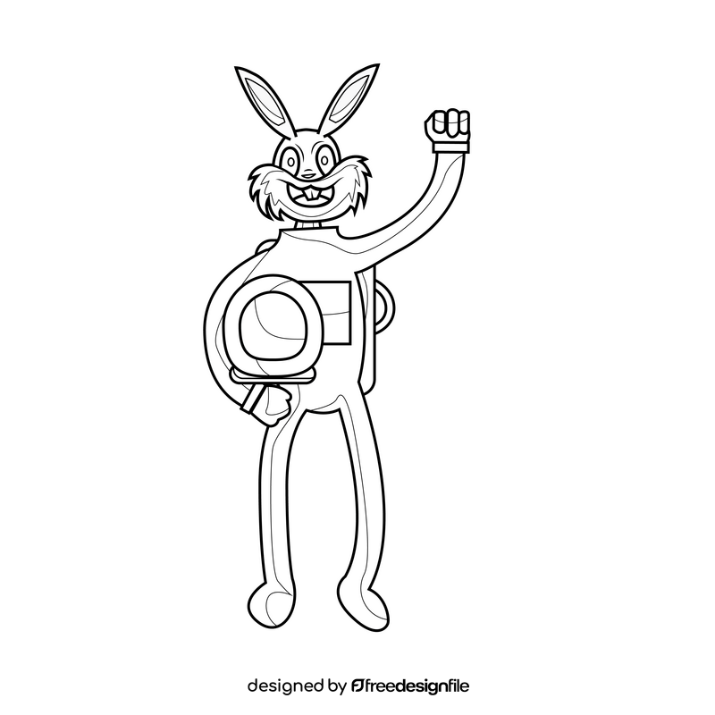 Bugs Bunny astronaut drawing black and white clipart