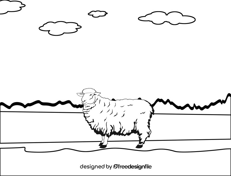 Sheep black and white vector