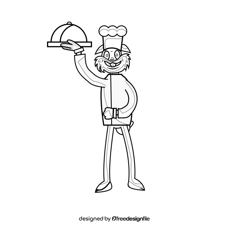 Bugs Bunny chef drawing black and white clipart
