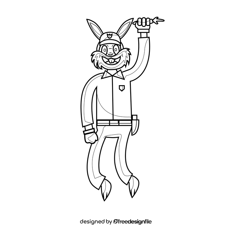 Bugs Bunny police drawing black and white clipart
