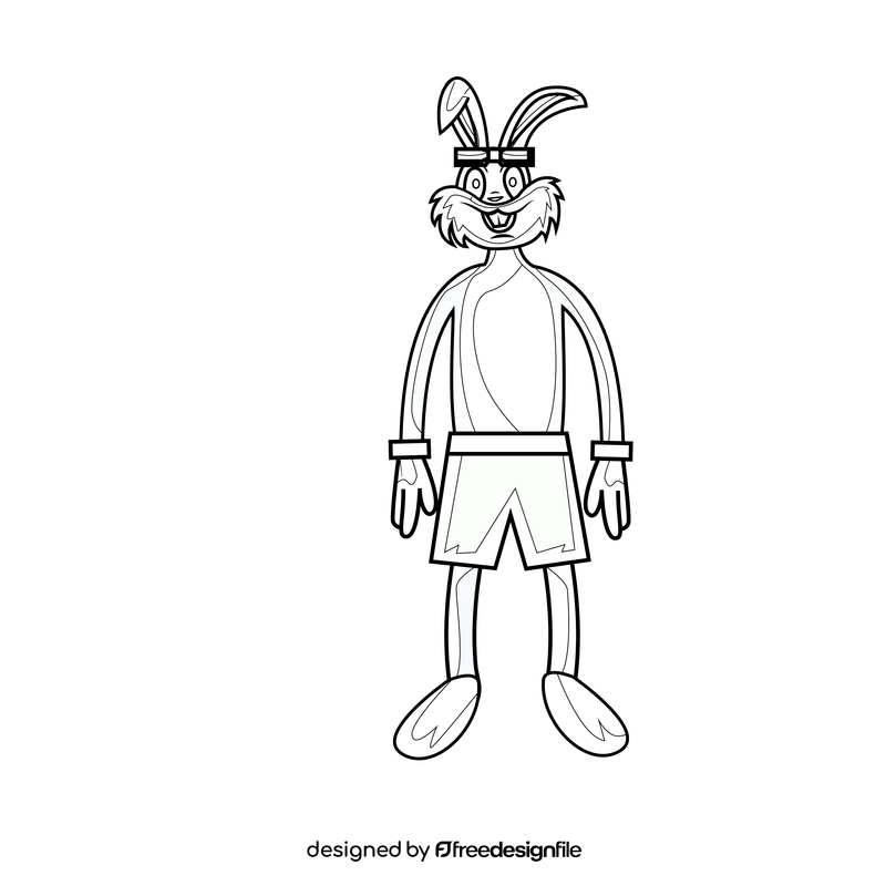 Bugs Bunny swimmer drawing black and white clipart