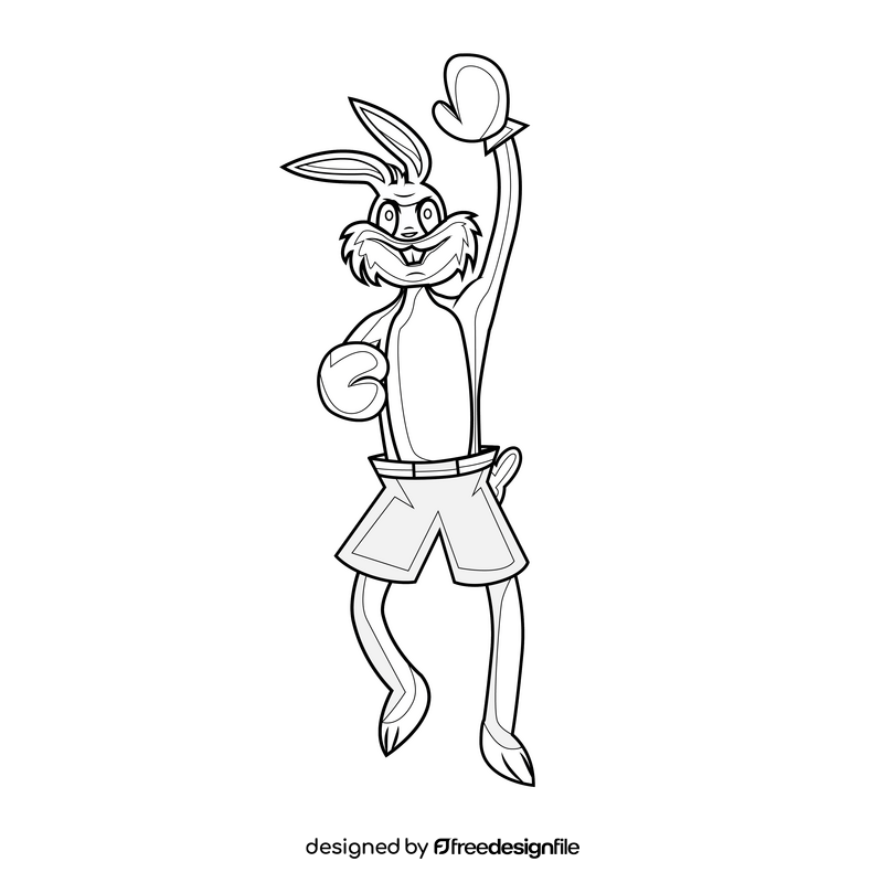 Bugs Bunny boxing drawing black and white clipart