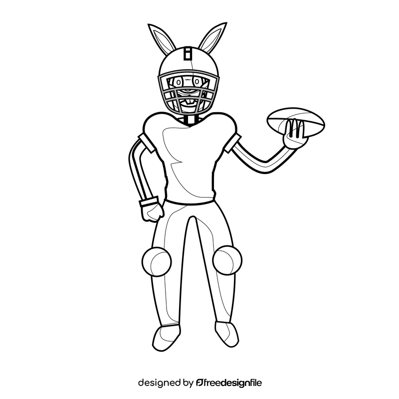 Bugs Bunny american football player drawing black and white clipart