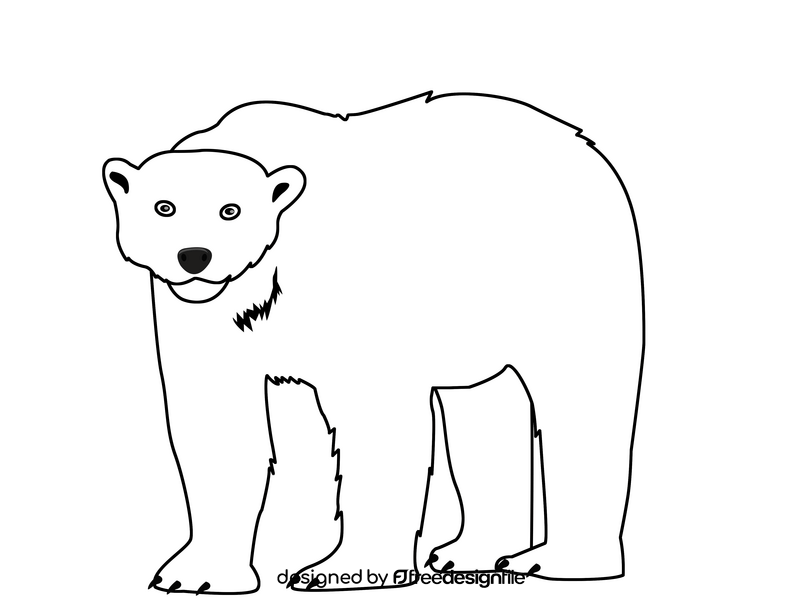 Polar Bear black and white clipart