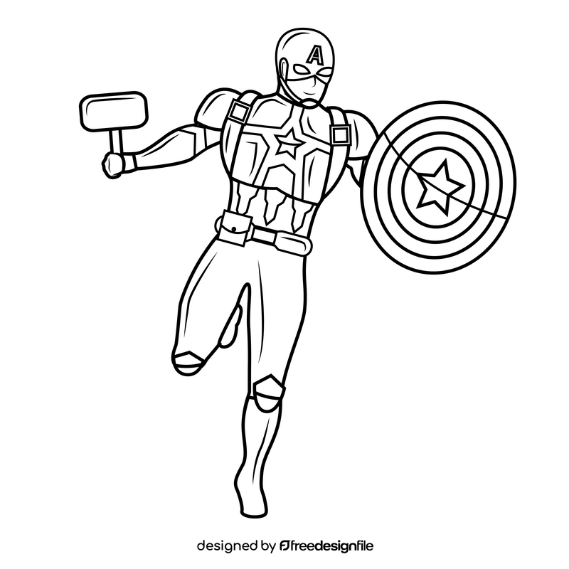 Captain America Avengers Endgame drawing black and white clipart