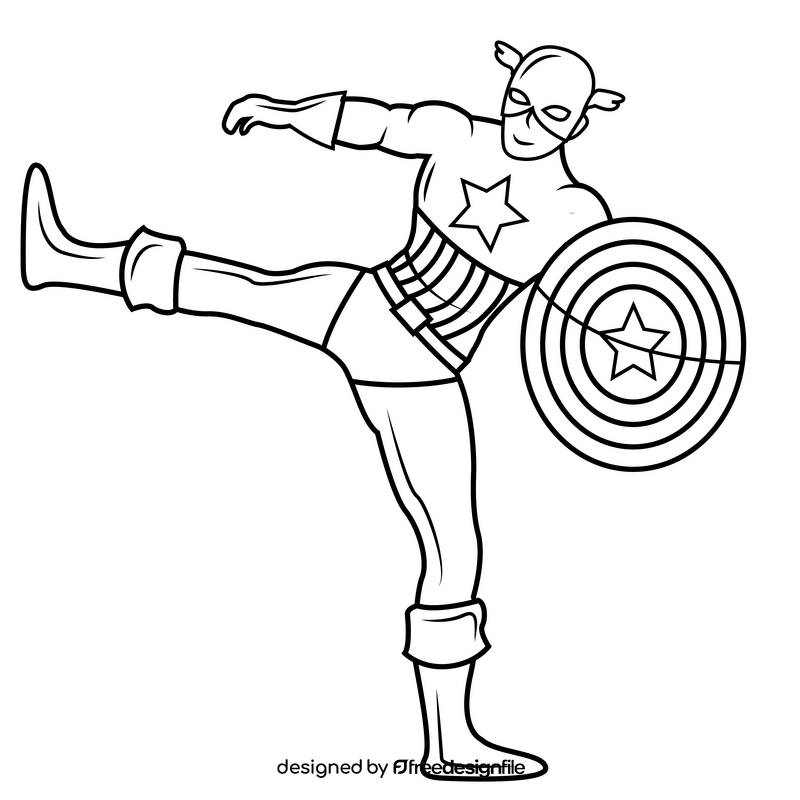 Captain America 1944 drawing black and white clipart