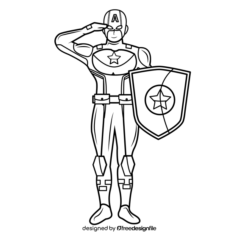 Captain America Steve Rogers drawing black and white clipart