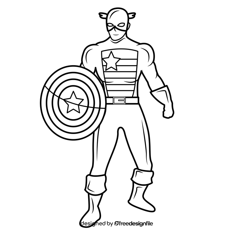 Captain America The Captain black and white clipart