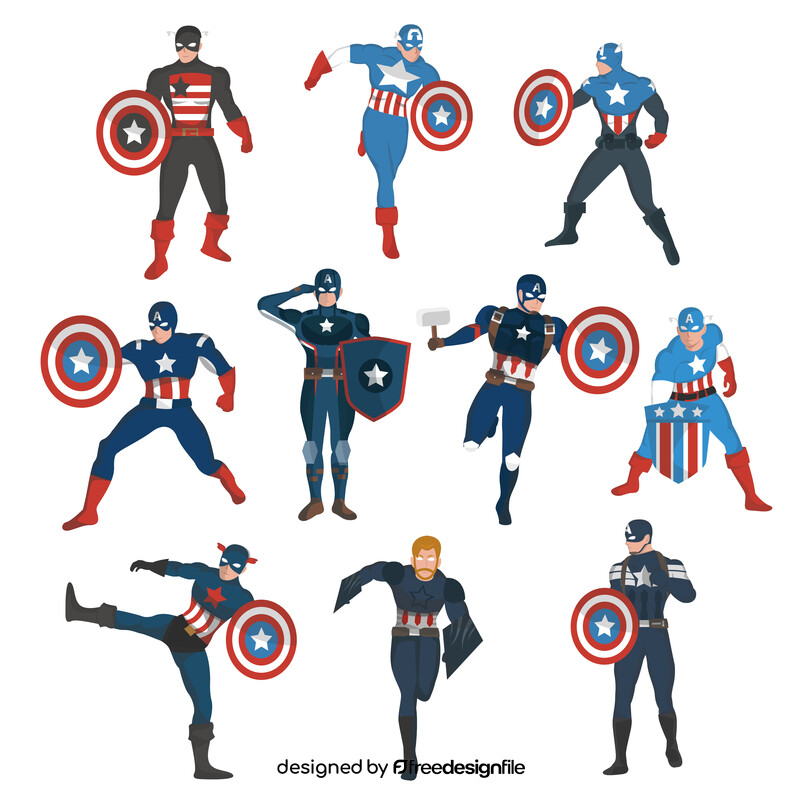 Captain America images set vector