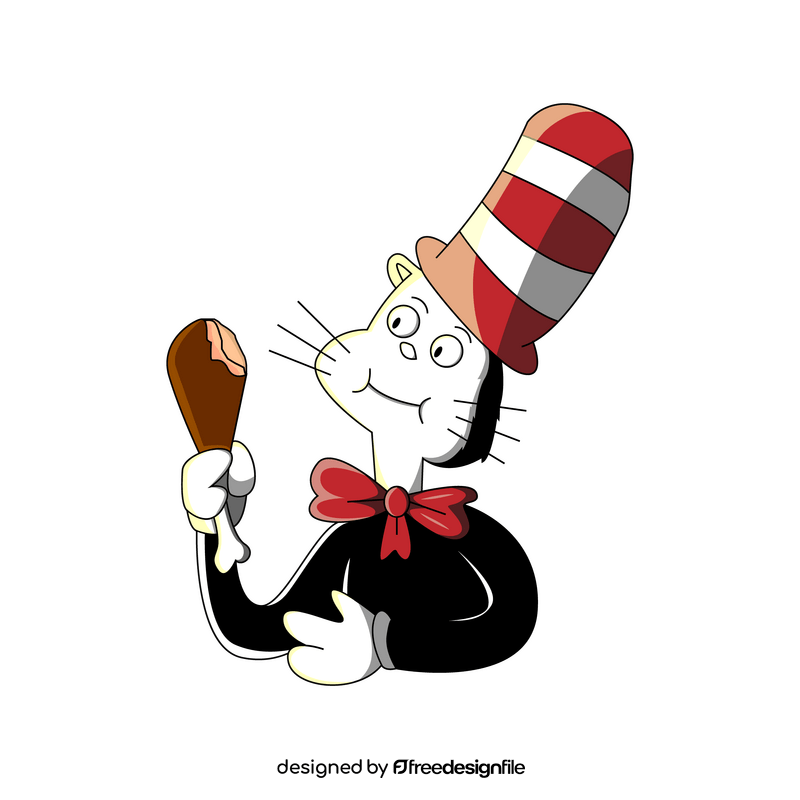 Dr. Seuss Cat in the Hat eating chicken clipart