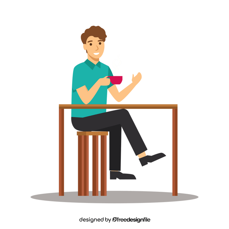 Man sitting cafe clipart