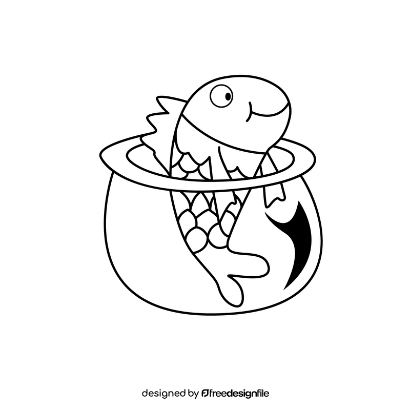 Cat in the Hat, fish black and white clipart vector free download