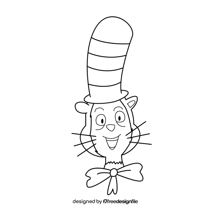 Cat in the Hat black and white clipart free download