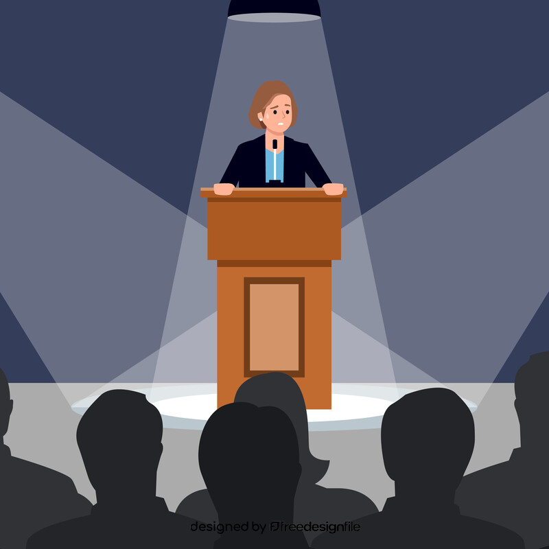 Nervous girl giving a speech vector