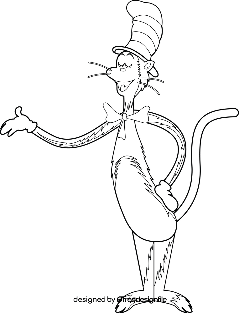 Dr. Seuss Cat in the hat welcome black and white clipart