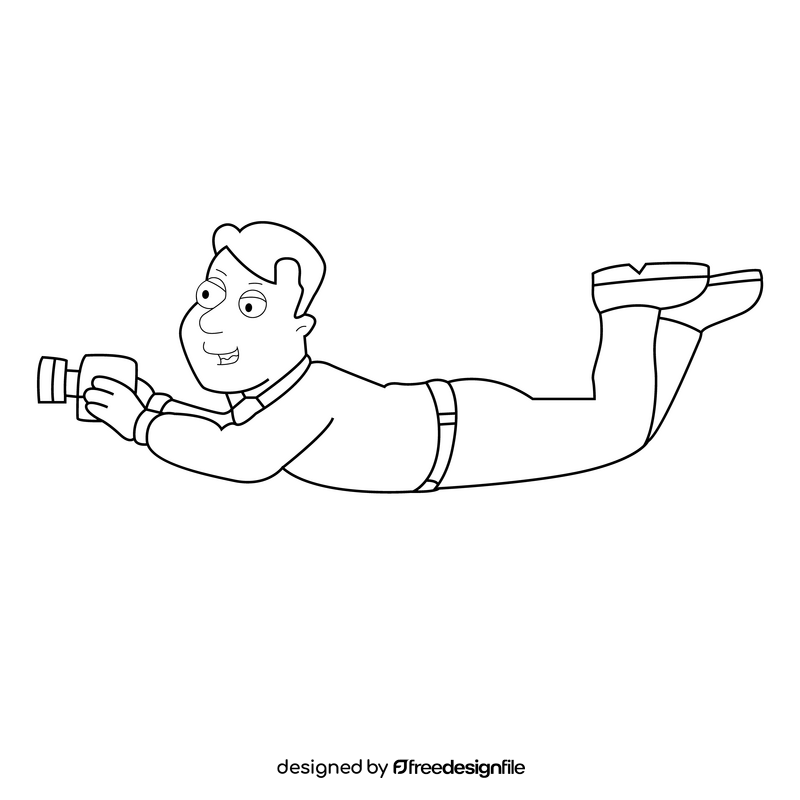Family Guy cameraman drawing black and white clipart