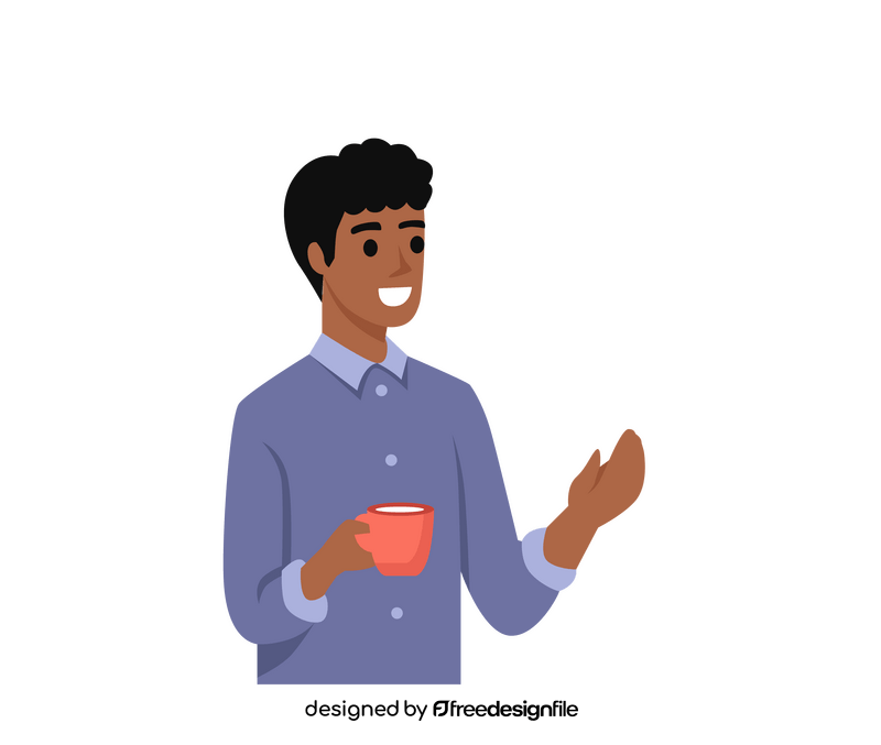 Man holding coffee talking clipart