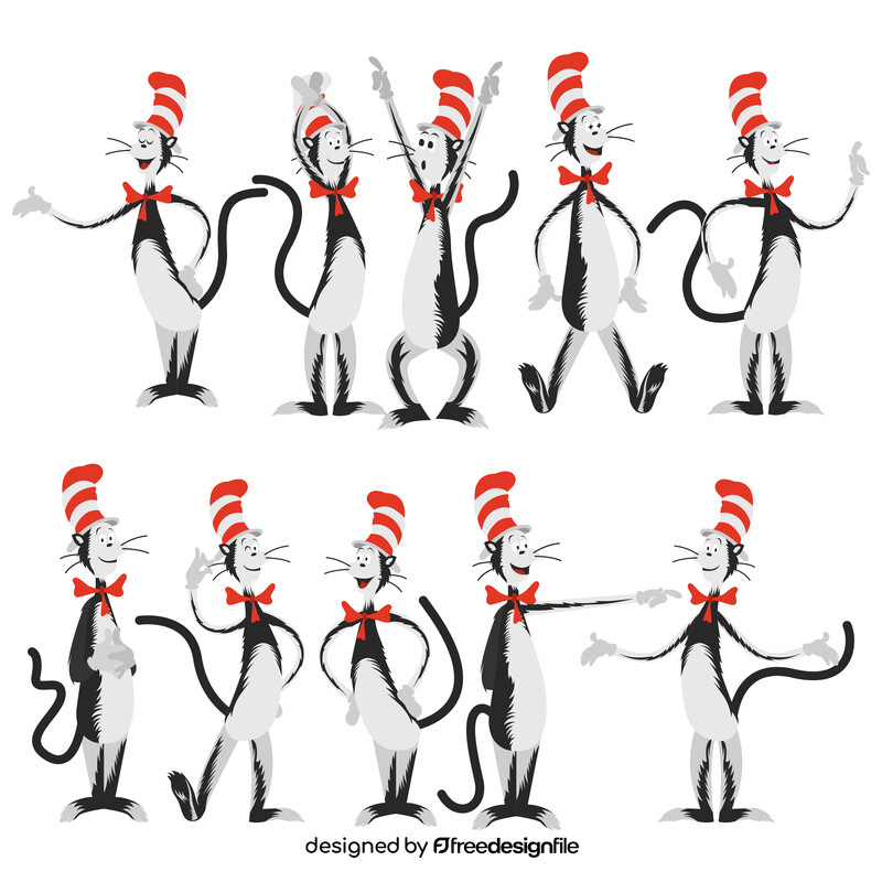 Cat In The Hat character images set vector