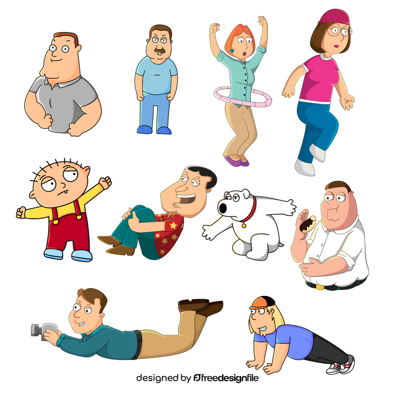 Family Guy cartoon characters set vector