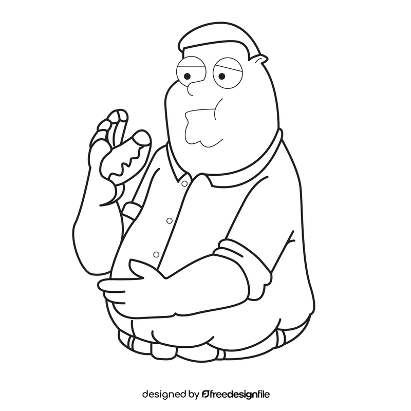 Family Guy Peter Griffin character drawing black and white clipart