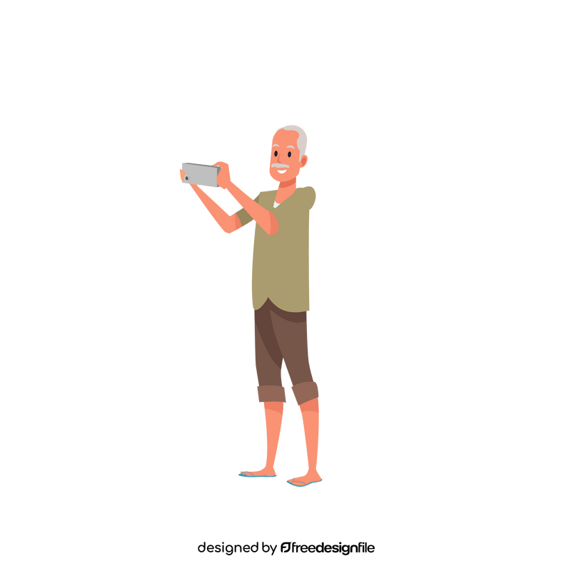 Old man selfie clipart