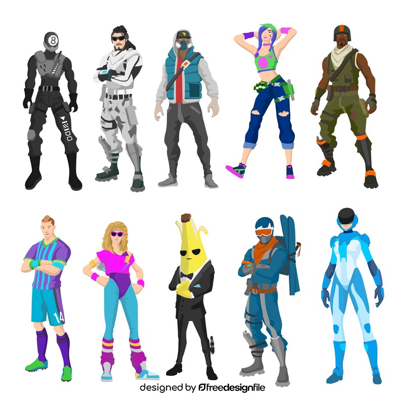 Fortnite characters set vector