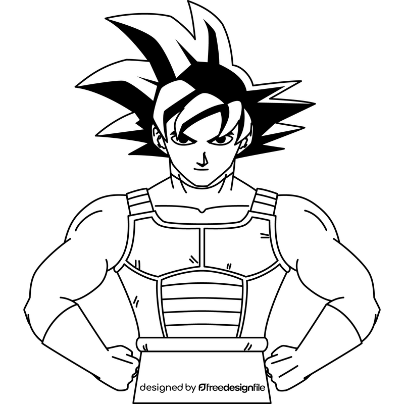 Goku cartoon drawing black and white clipart