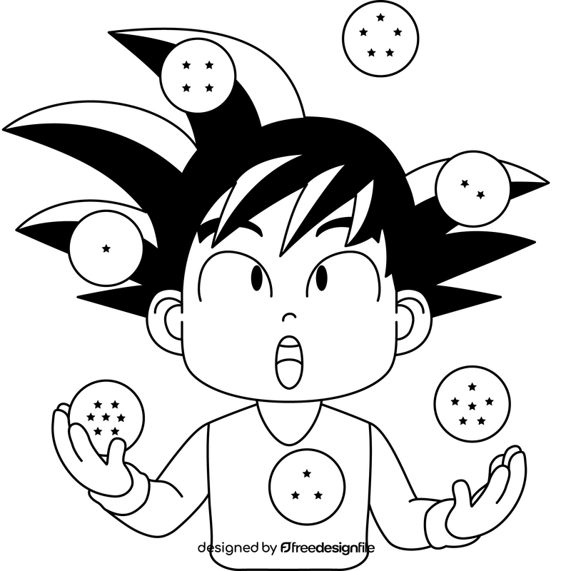 Goku juggling ball drawing black and white clipart