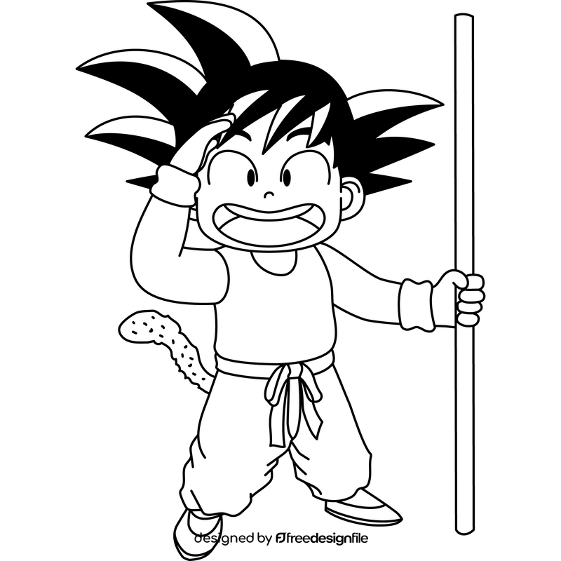 Dragon Ball Z Goku cartoon drawing black and white clipart