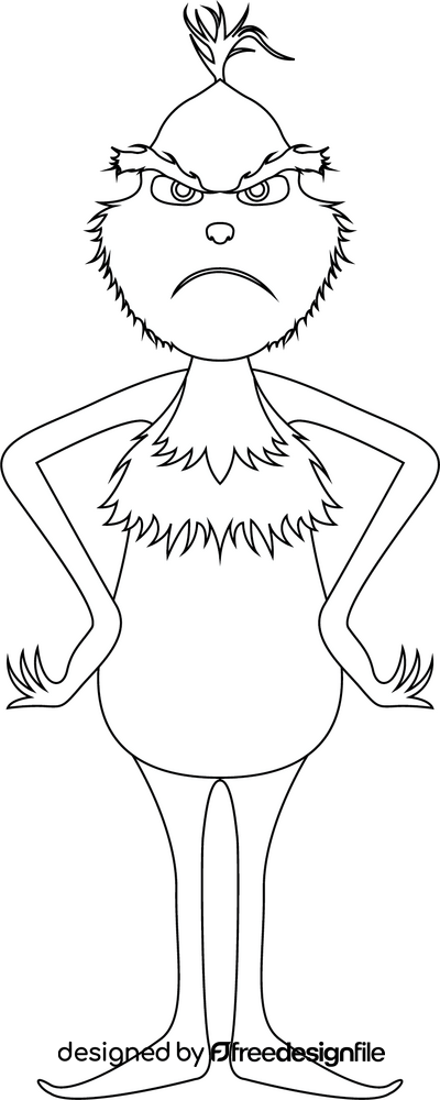 The Grinch cartoon character black and white clipart