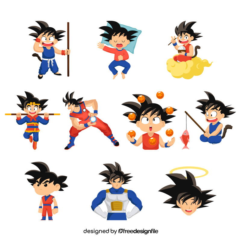Goku Dragon Ball Z set vector