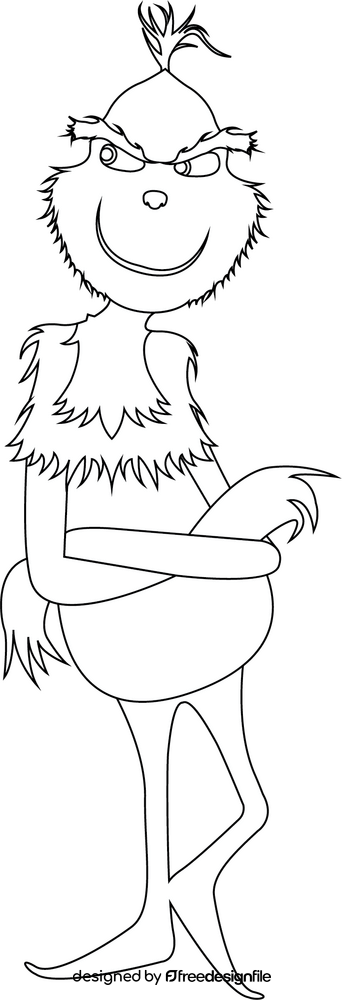 Cartoon Grinch black and white clipart