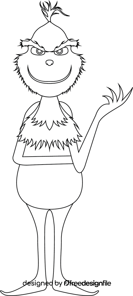 Grinch Dr Seuss drawing black and white clipart