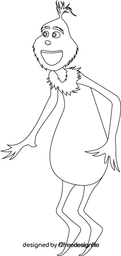 Cute Grinch drawing black and white clipart