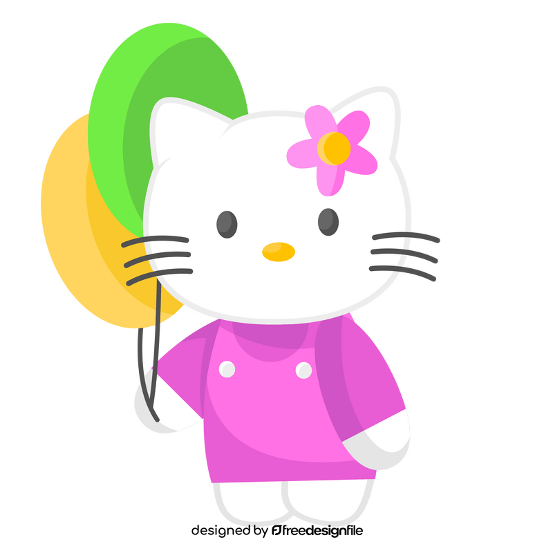 Cute Hello Kitty with balloons clipart