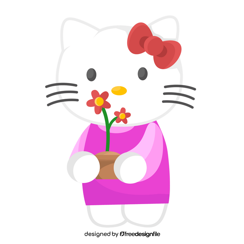 Hello Kitty with flowers clipart