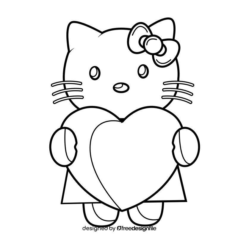 Hello Kitty love drawing black and white clipart