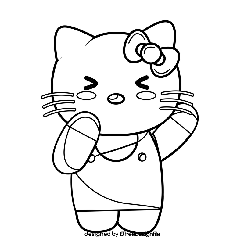 Hello Kitty sweet black and white clipart