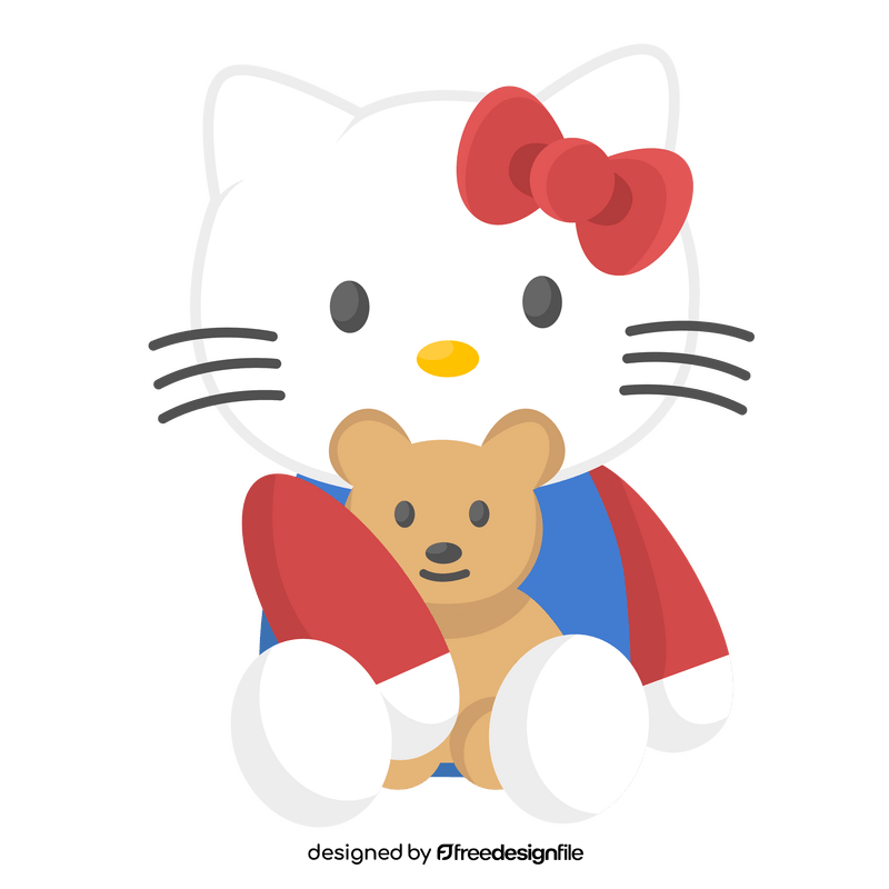 Hello Kitty with Teddy Bear clipart