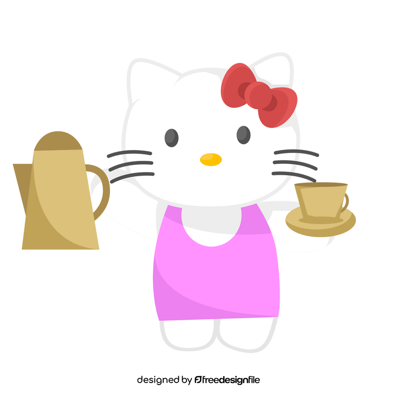 Cute Hello Kitty tea time clipart