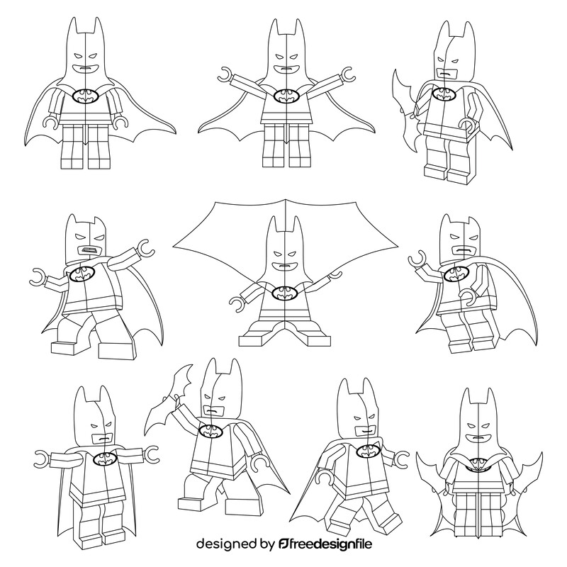 Lego Batman set black and white vector