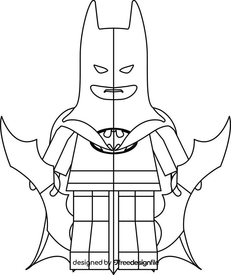 Lego Batman superhero black and white clipart