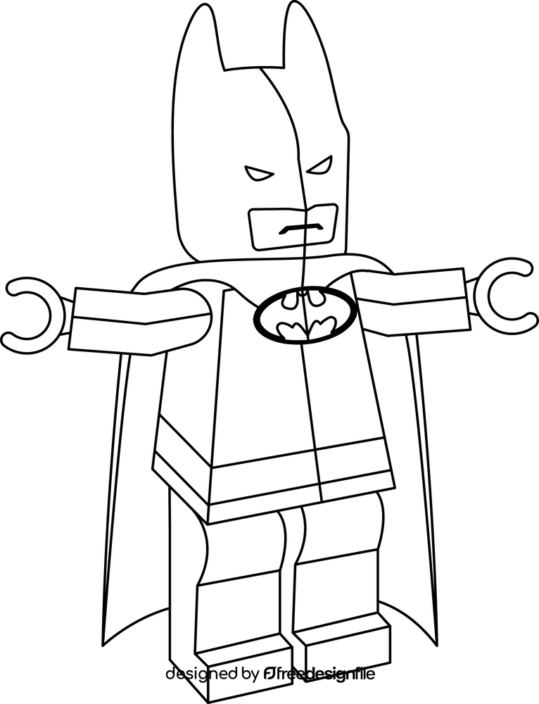 Lego Batman drawing black and white clipart