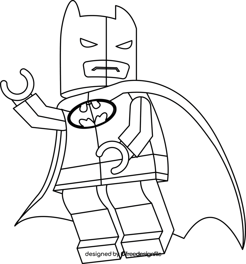 Lego Batman cartoon drawing black and white clipart vector free download