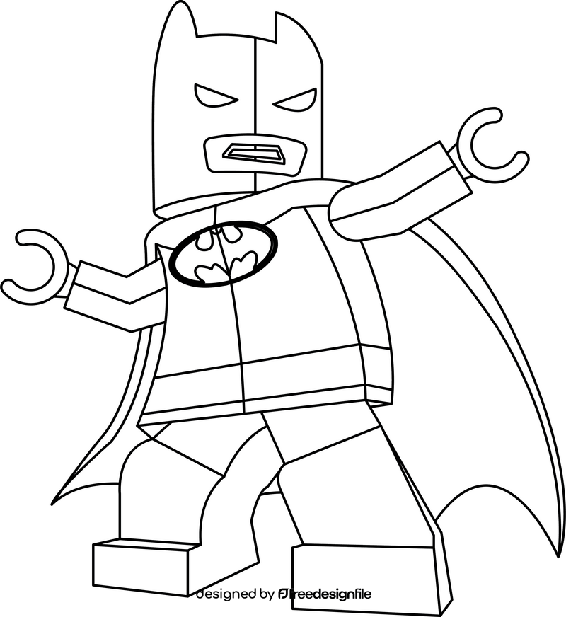 Lego Batman ready for battle black and white clipart